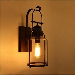 Retro Industrial Loft Lantern 1-Light Wall Sconce with Clear Glass