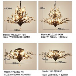 E12/E14 MAX40W Vintage Crystal Flush Mount/Metal Painting/ Living Room / Bedroom / Black OR Gold