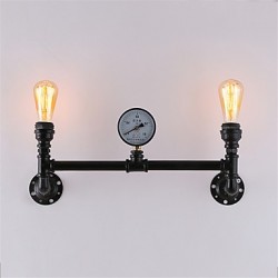 Vintage Industrial Pipe Wall Lights Black Creative Lights Restaurant Cafe Bar Decoration lighting With 2 Light Painted Finish