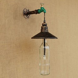 Iron Pipe Retro Bar Hotel Decoration Pipe Bottle Wall Lamp