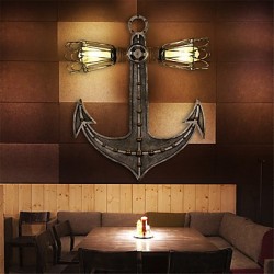 Vintage Industrial Wall Lights Wood Boat Anchor Shape Creative Restaurant Cafe Bar Decoration lighting