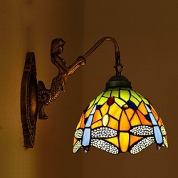 E27 220V 3-5㎡ European Contracted Rural Creative Wrought Iron Wall Lamp Glass Led Lights