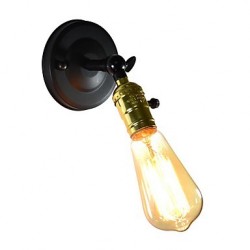 4W E27 QS-B-006 Iron Wall Lamp Black Simple Retro Wall Lamp Single Head Decorative Wall Lamp European Style