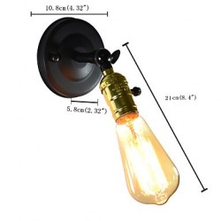 4W E27 QS-B-006 Iron Wall Lamp Black Simple Retro Wall Lamp Single Head Decorative Wall Lamp European Style