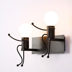 Robot shape Vintage Metal Industrial Loft Rustic Wall Sconce Bar Cafe Entry Hallway Wall Lamp Black White Optional