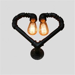 Vintage Water Pipe Loving Heart Creative Wall Lights Industrial Living Room Restaurant Bars Cafe decoration Wall Sconces