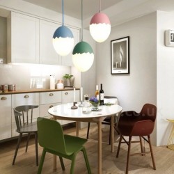 9" Wide Egg Multi Colours Macaron Modern Contemporary Steel Lighting Pendant Light