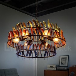 29" Wide Feather Industrial Style Retro Lighting Pendant Chandelier