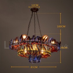 9 Light 32" Wide Feather Industrial Style Retro Steel Lighting Pendant Chandelier