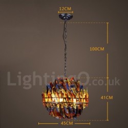 18" Wide Feather Industrial Style Retro Steel Lighting Pendant Chandelier