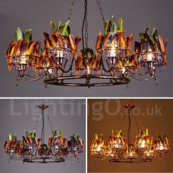 38" Wide Feather Industrial Style Retro Steel Lighting Pendant Chandelier