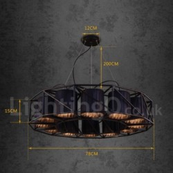 31" Wide Industrial Style Steel Lighting Pendant Chandelier with Fabric Shades