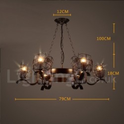 6 Light 31" Wide Industrial Style Steel Lighting Pendant Chandelier