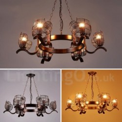 6 Light 31" Wide Industrial Style Steel Lighting Pendant Chandelier