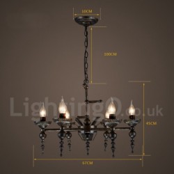 6 Light 27" Wide Industrial Style Steel Lighting Pendant Chandelier