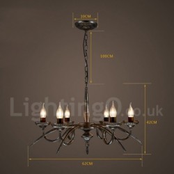 6 Light 25" Wide Industrial Style Steel Lighting Pendant Chandelier