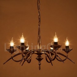 6 Light 25" Wide Industrial Style Steel Lighting Pendant Chandelier