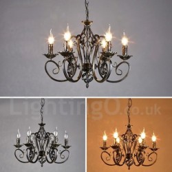 21" Wide 6 Light Industrial Style Steel Lighting Pendant Chandelier