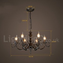 25" Wide 6 Light Industrial Style Steel Lighting Pendant Chandelier