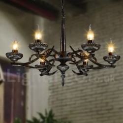 26" Wide 6 Light Industrial Style Steel Lighting Pendant Chandelier