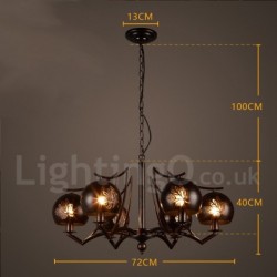 29" Wide 6 Light Industrial Style Steel Lighting Pendant Chandelier