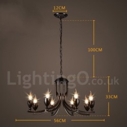 22" Wide 6 Light Industrial Style Steel Lighting Pendant Chandelier