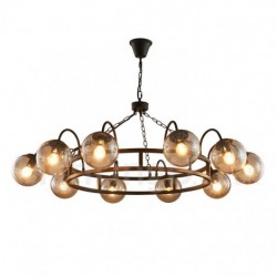 48" Wide 10 Light Industrial Style Steel Lighting Pendant Chandelier