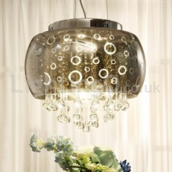 Modern 16 Inch Round Glass Lamp Shade Crystal Pendant Light