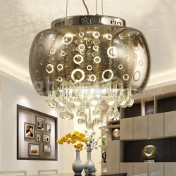 Modern 16 Inch Round Glass Lamp Shade Crystal Pendant Light