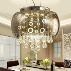 Modern 16 Inch Round Glass Lamp Shade Crystal Pendant Light