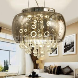 Modern 16 Inch Round Glass Lamp Shade Crystal Pendant Light