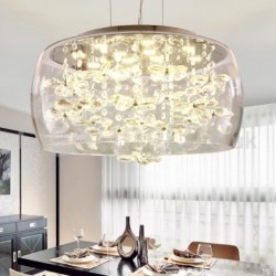 Modern 16 Inch / 20 Inch Round Clear Glass Lamp Shade Crystal Pendant Light