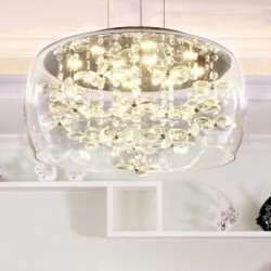 Modern 16 Inch / 20 Inch Round Clear Glass Lamp Shade Crystal Pendant Light