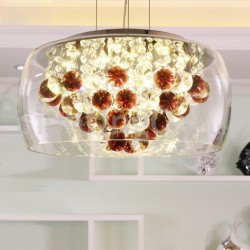 Modern 16 Inch / 20 Inch Round Clear Glass Lamp Shade Crystal Pendant Light