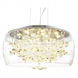 Modern 16 Inch / 20 Inch Round Clear Glass Lamp Shade Crystal Pendant Light