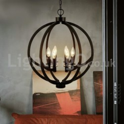 6 Light 21" Wide Black Retro Ball Candle Pendant Light