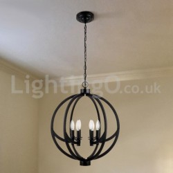 6 Light 21" Wide Black Retro Ball Candle Pendant Light