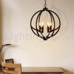 6 Light 21" Wide Black Retro Ball Candle Pendant Light