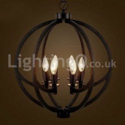 6 Light 21" Wide Black Retro Ball Candle Pendant Light