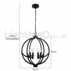 6 Light 21" Wide Black Retro Ball Candle Pendant Light