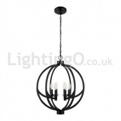 6 Light 21" Wide Black Retro Ball Candle Pendant Light