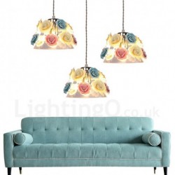 Multi Colours Flower Macaron Ceiling Pendant Light with Glass Shade Pendant Lamp for