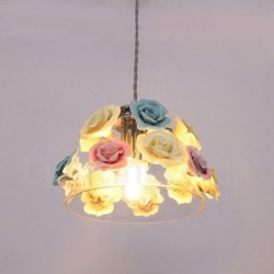 Multi Colours Flower Macaron Ceiling Pendant Light with Glass Shade Pendant Lamp for