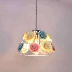 Multi Colours Flower Macaron Ceiling Pendant Light with Glass Shade Pendant Lamp for