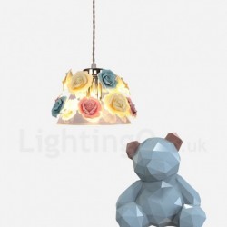 Multi Colours Flower Macaron Ceiling Pendant Light with Glass Shade Pendant Lamp for