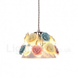 Multi Colours Flower Macaron Ceiling Pendant Light with Glass Shade Pendant Lamp for