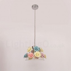 Multi Colours Flower Macaron Ceiling Pendant Light with Glass Shade Pendant Lamp for