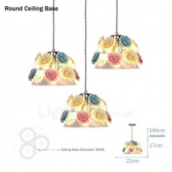 Multi Colours Flower Macaron Ceiling Pendant Light with Glass Shade Pendant Lamp for