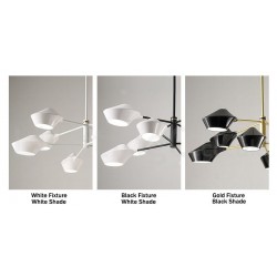 Modern Contemporary Pipe Chandelier with White Black Acrylic Shades