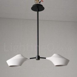 Modern Contemporary Pipe Chandelier with White Black Acrylic Shades